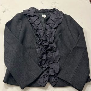 J. Crew Wool Ruffle Floral Trim Blazer